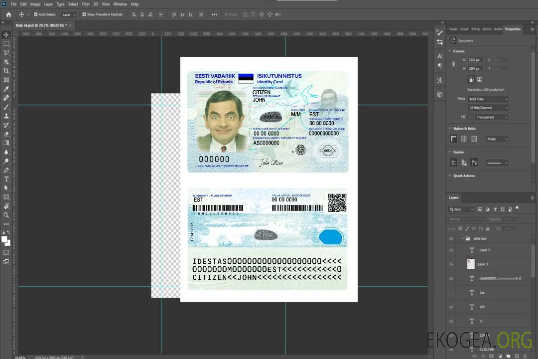 Carte d'identité estonienne 2018-présente version 2 template Carte d'identité estonienne 2018-présente version 2 template
